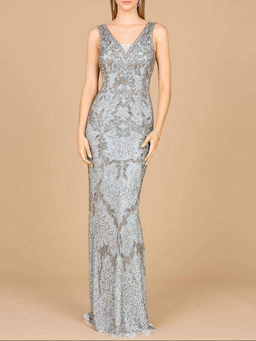 Cowl Back Classy Beaded Dress