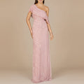Off Shoulder Sheath Beaded Gown - OUTLET