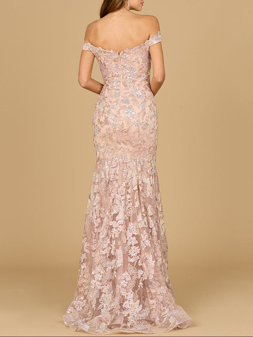 Off Shoulder Mermaid Beaded Gown