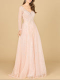 Long Sleeve Beaded Lace Gown | 29157
