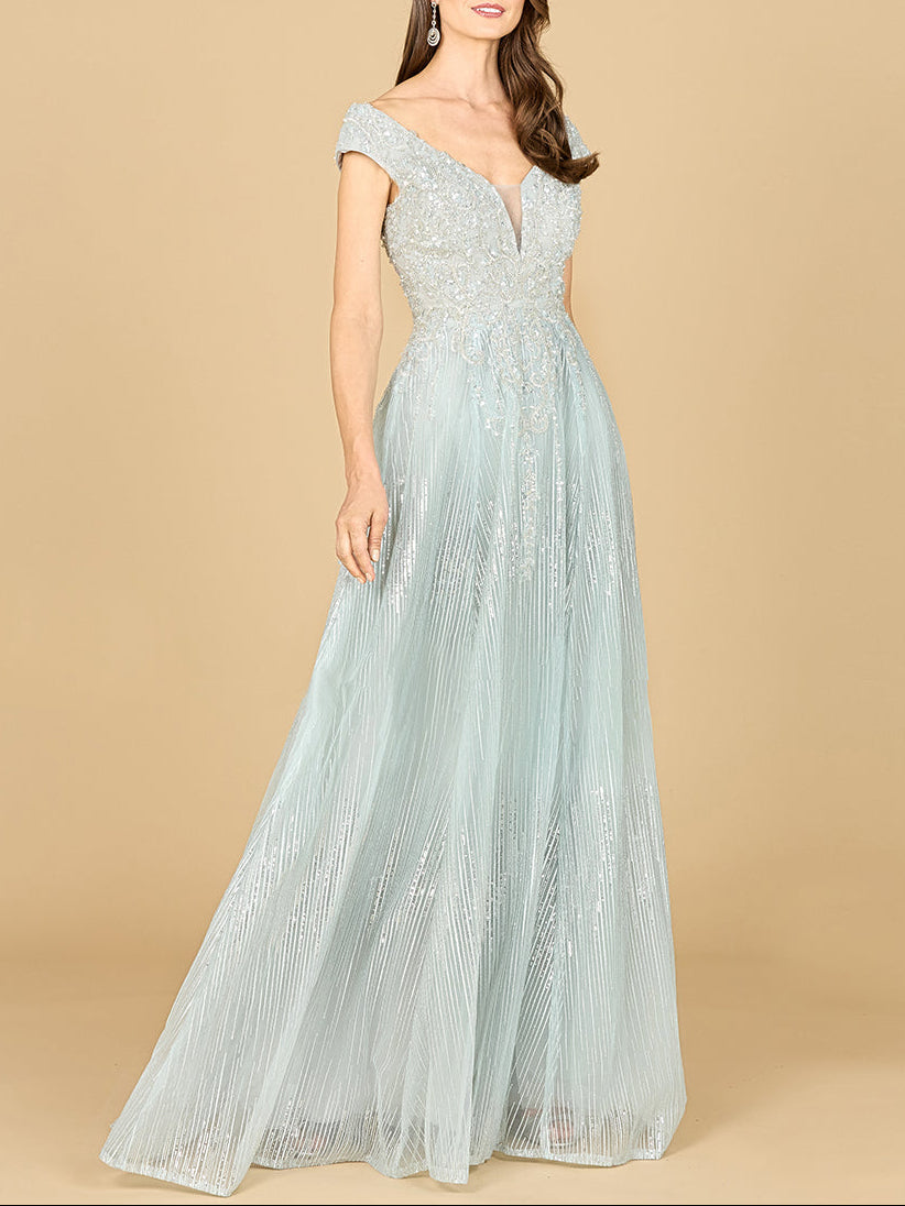 Cap Sleeve Lace Ballgown