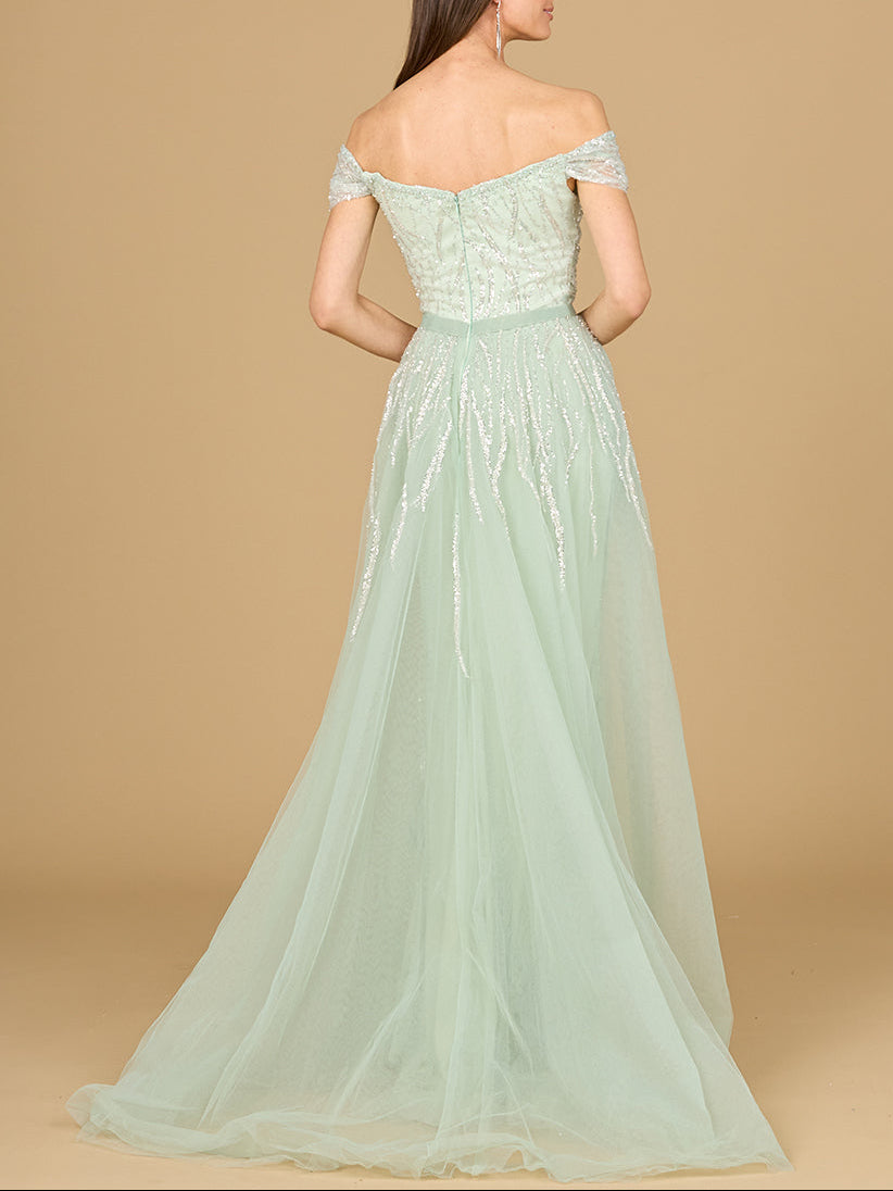 Classic Off Shoulder Overskirt Gown