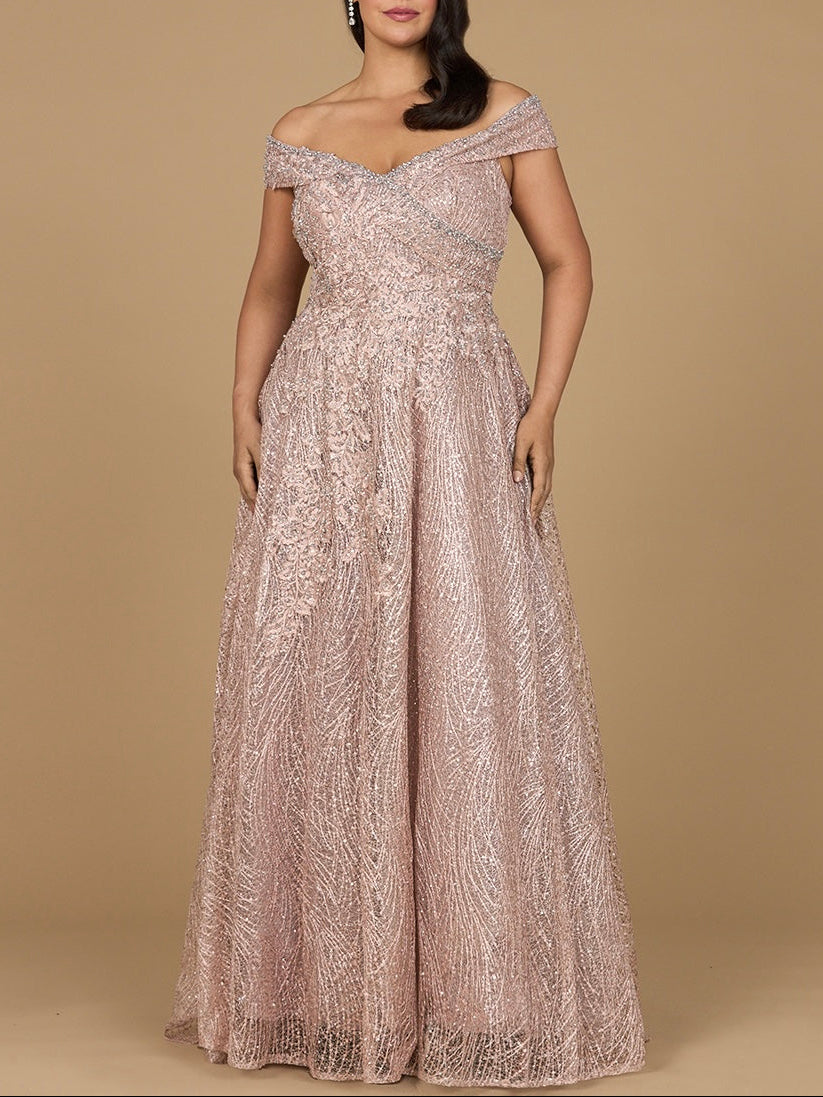 Off Shoulder Embroidered Ballgown