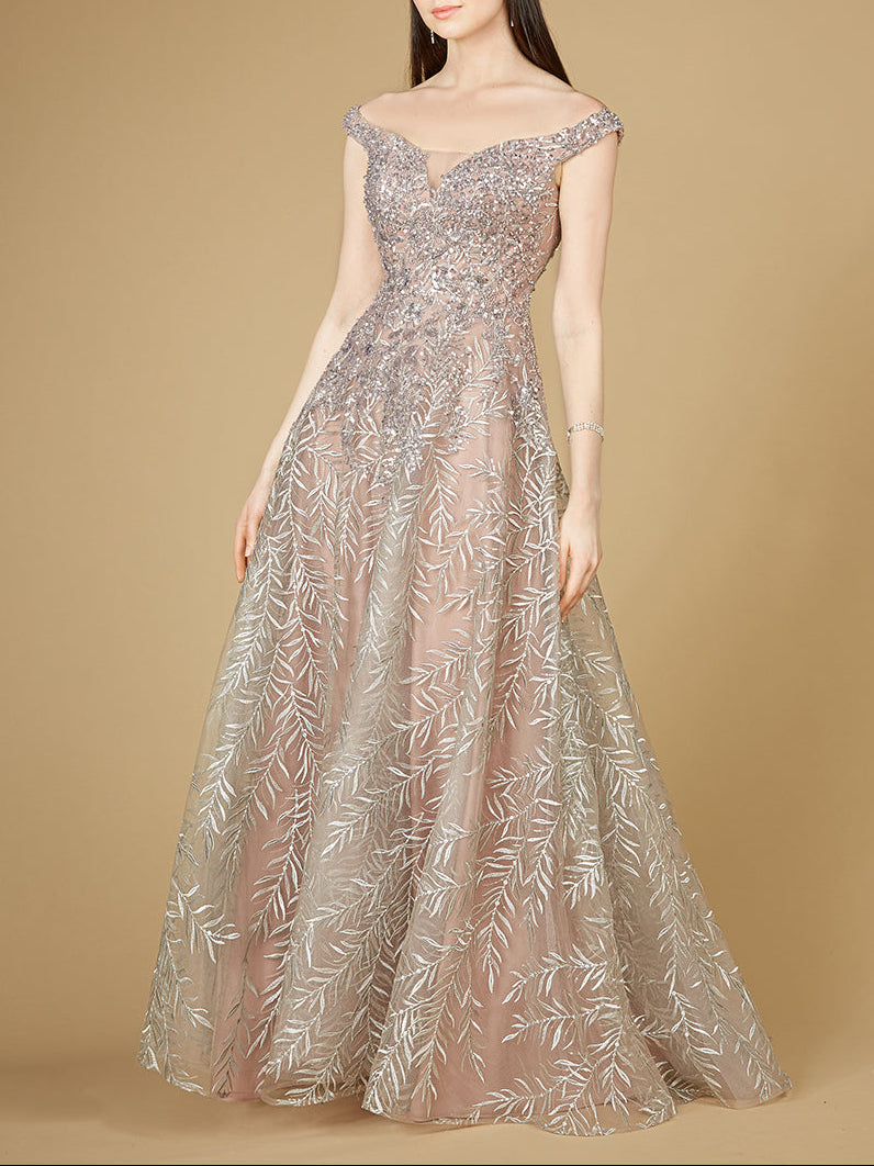 Elegant Off Shoulder Lace Ballgown