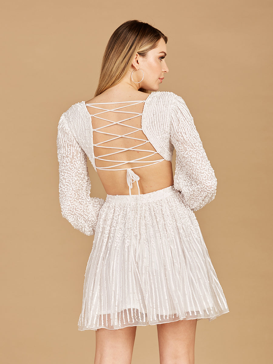 Long Sleeve Cut Out Dress with Lace Up Back | 29288