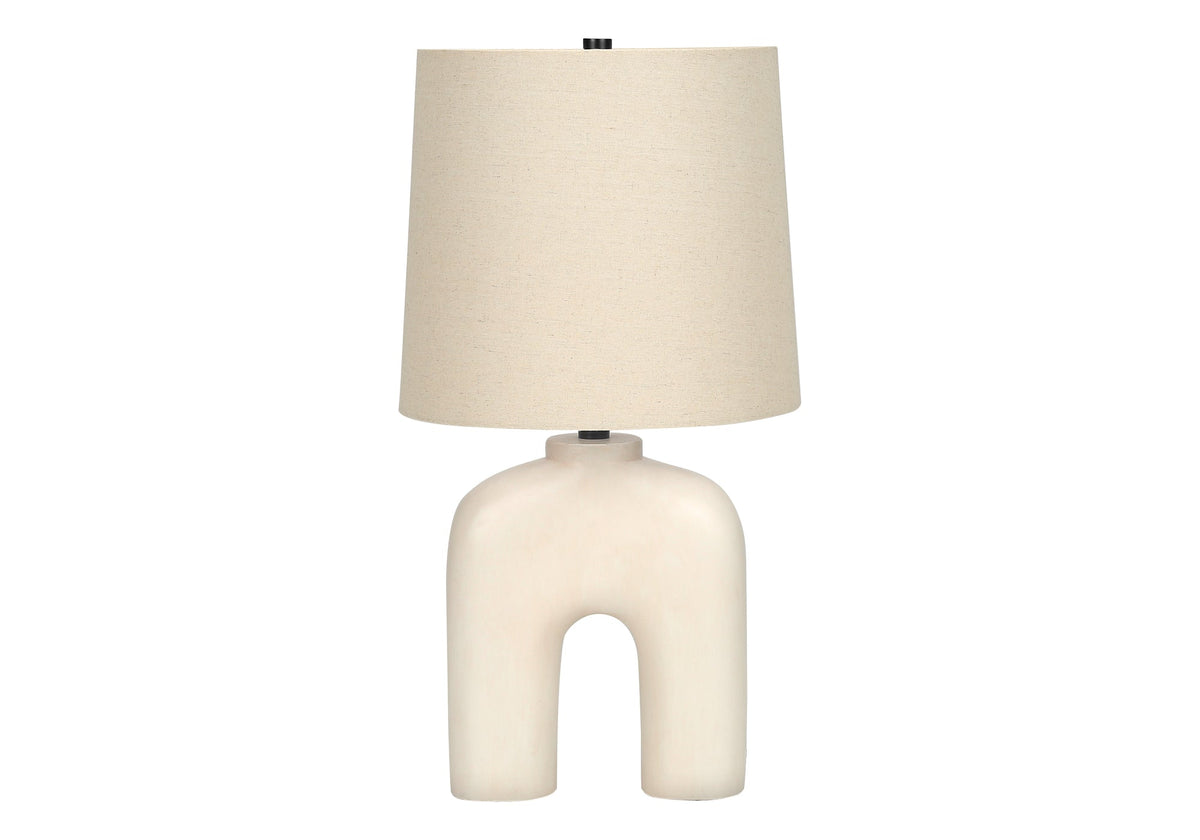 Lighting, 25'h, Table Lamp, Cream Resin, Beige Shade, Modern