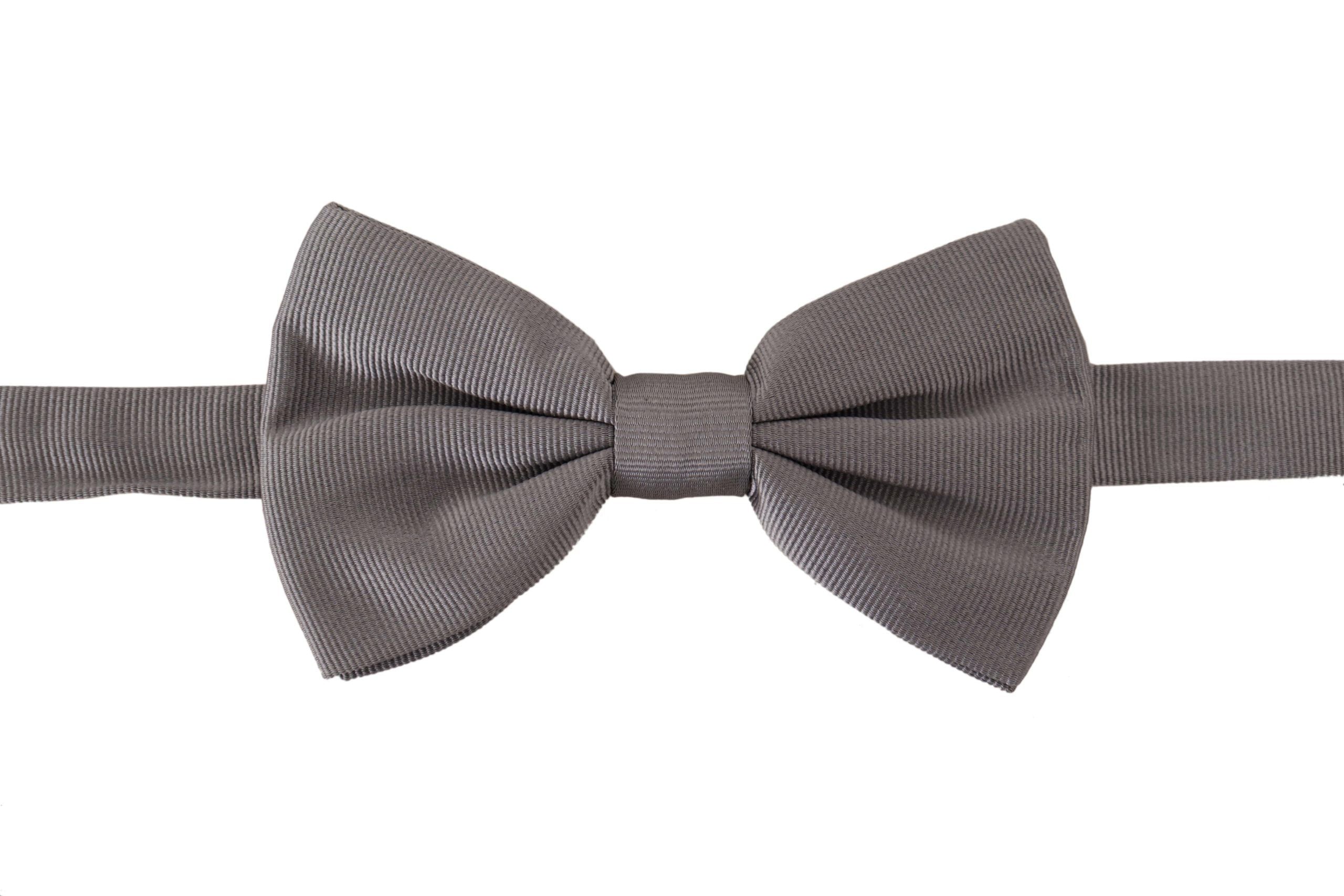 Dolce & Gabbana Gray 100% Silk Adjustable Neck Papillon Tie
