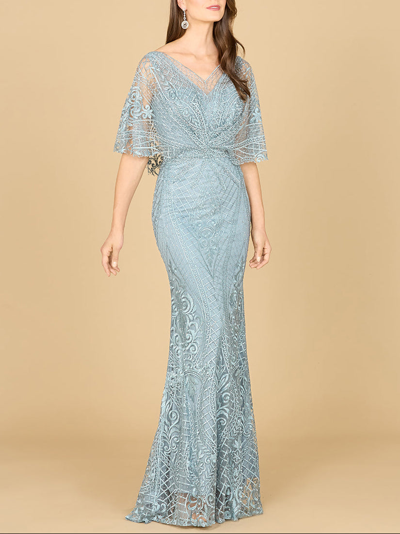 Cape Sleeve Mermaid Gown | 29673