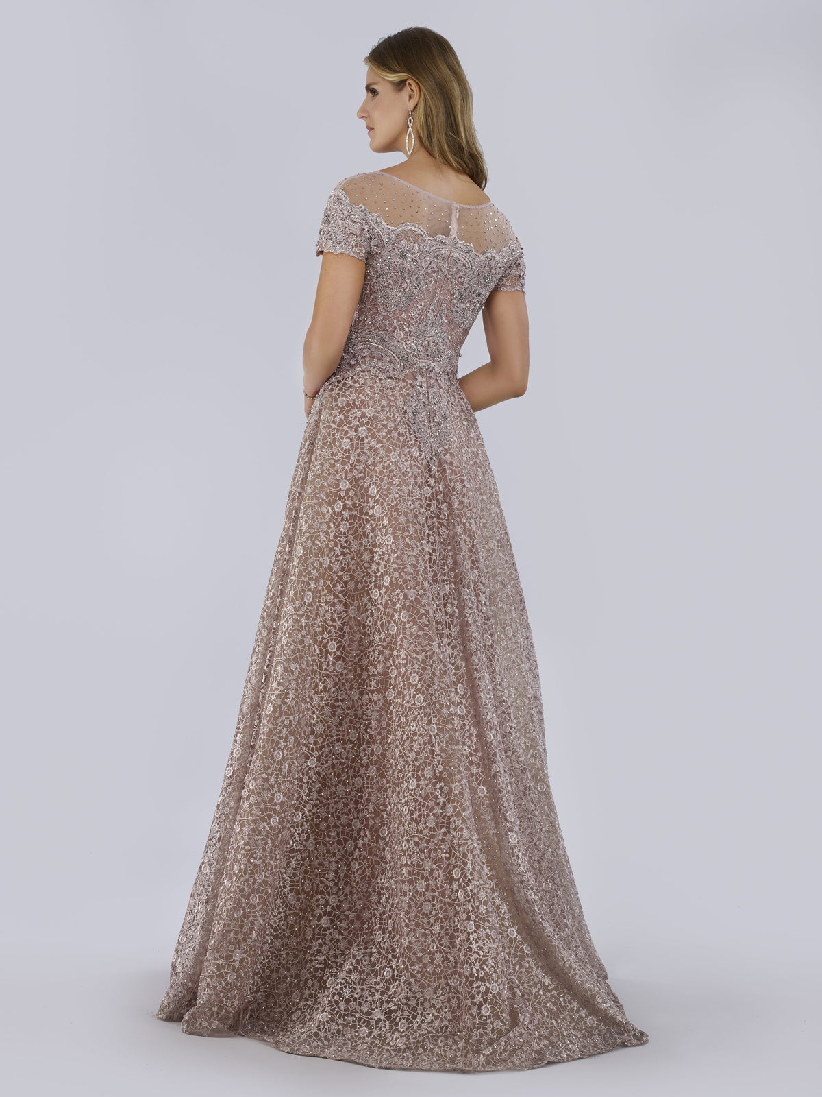 Sheer Off Shoulder Ball Gown | Lara 29765