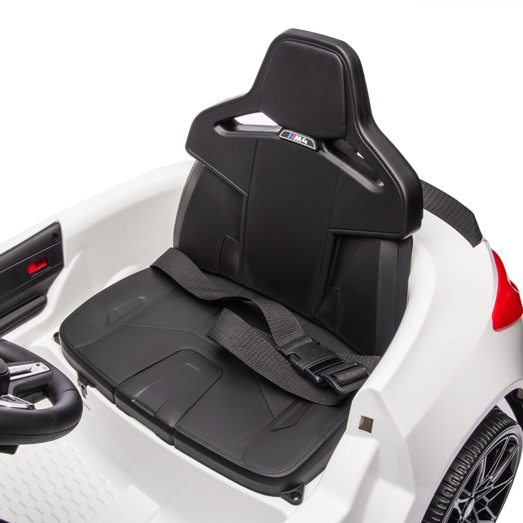 BMW M4 12v Kids ride on toy car 2.4G W/Parents Remote Control,Three speed adjustable,Power display, USB,MP3 ,Bluetooth,LED light,story,A handle with wheels and a pull, easy to carry