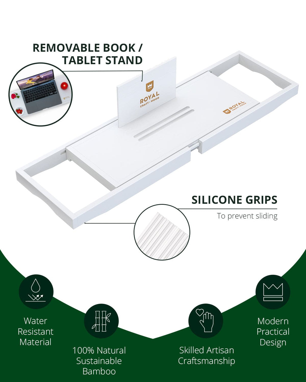 Bathtub Caddy Tray Lite, White