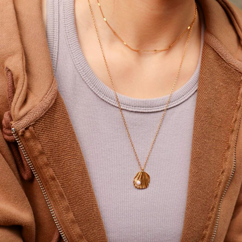 Freshwater Pearl Pendant Necklace, 18k Gold Plated, 55cm
