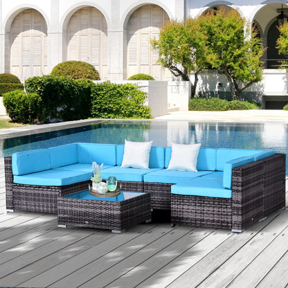 Out Sunny 7 Piece Rattan Sofa Set Outdoor Furniture Patio Set
