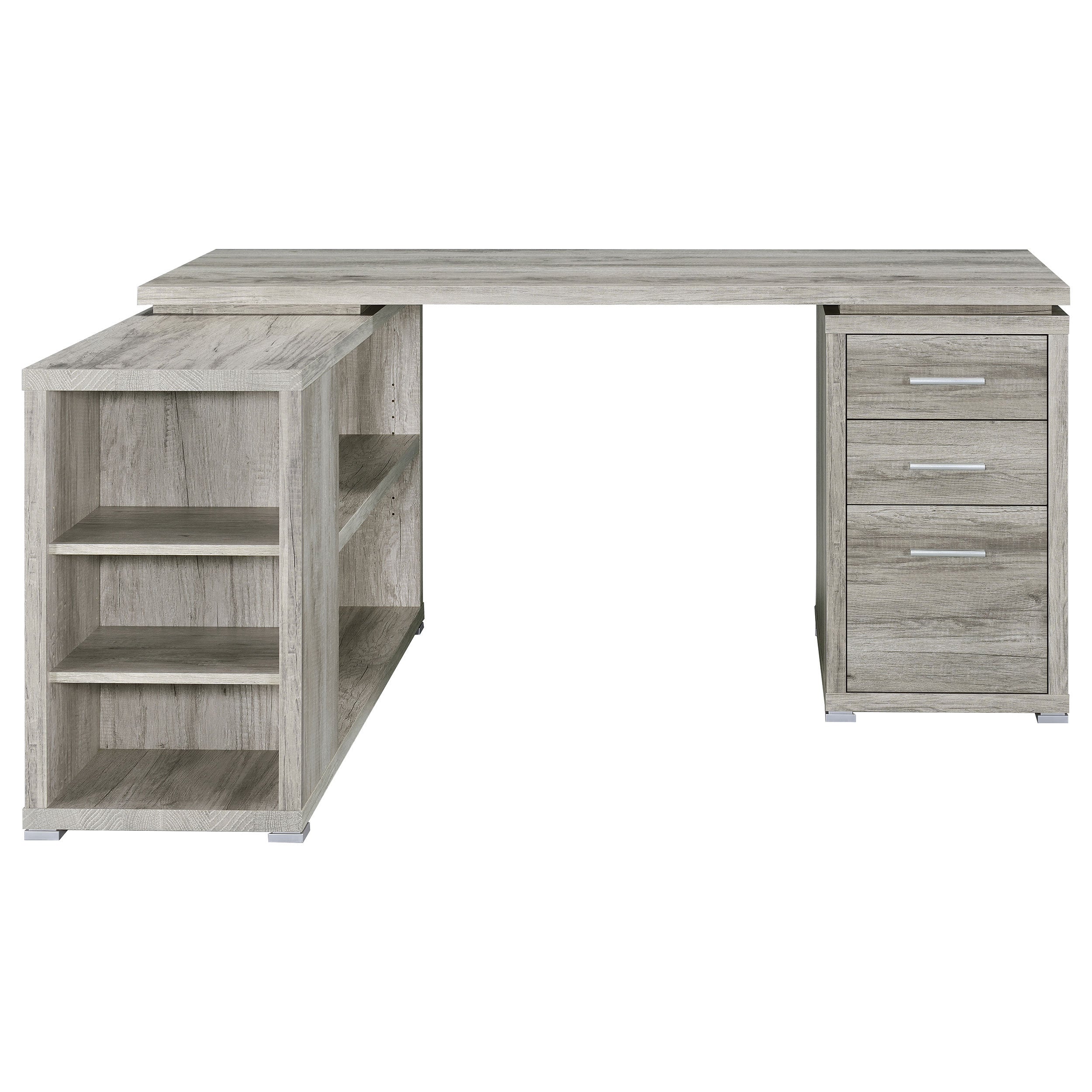 Tona Grey Driftwood 3-Drawer L-shape Desk