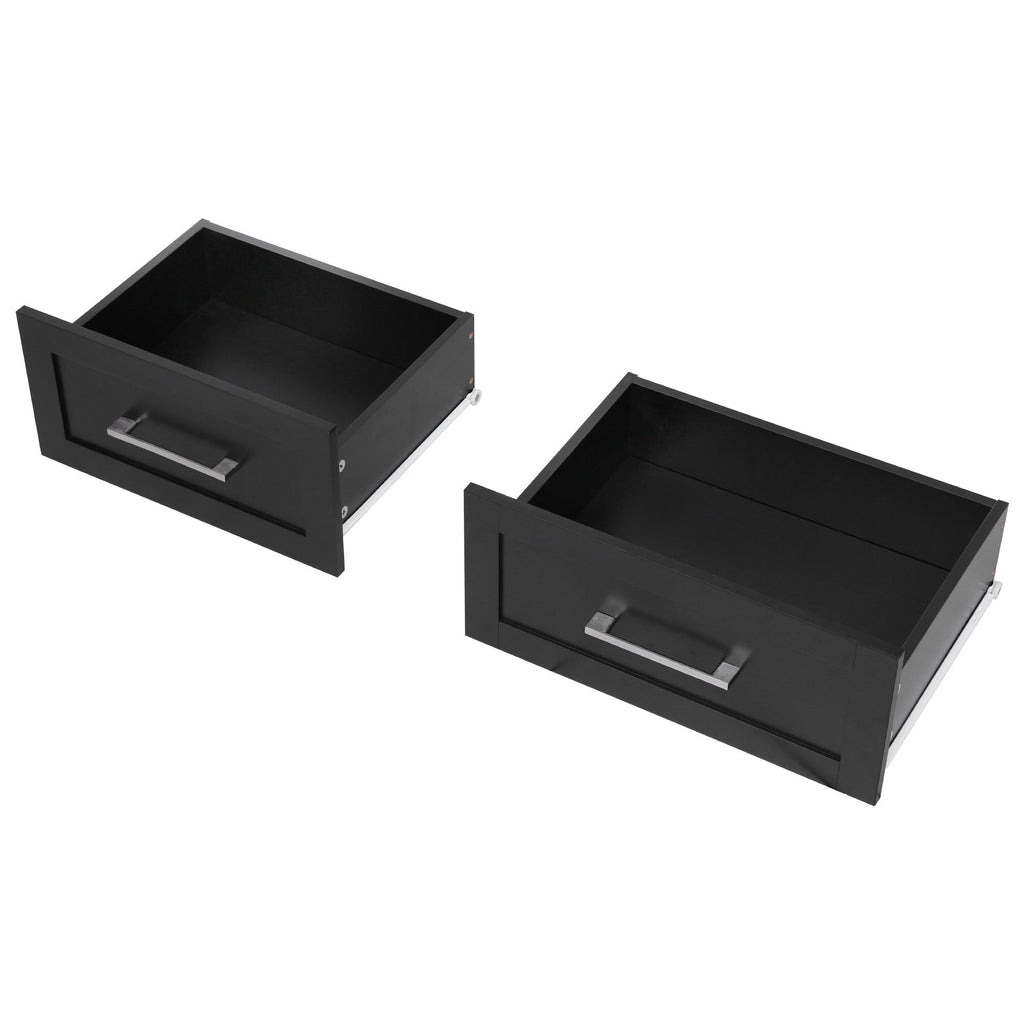 K&K 47.2' Farmhouse Kitchen Island with Drop Leaf, Kitchen Storage Island with Removable Side Racks, Two Drawers, Rolling Kitchen Cart on Wheels with Towel Rack, for Home, Kitchen, Dining Room, Black