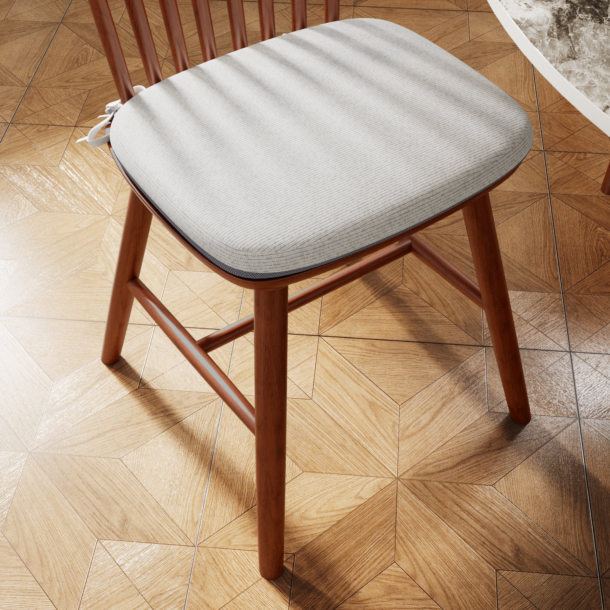 Farmhouse Kitchen Chairs (Pair) - Sturdy Solid Wood Construction with Cushioned Seats, Modern Windsor Back Design- Walnut