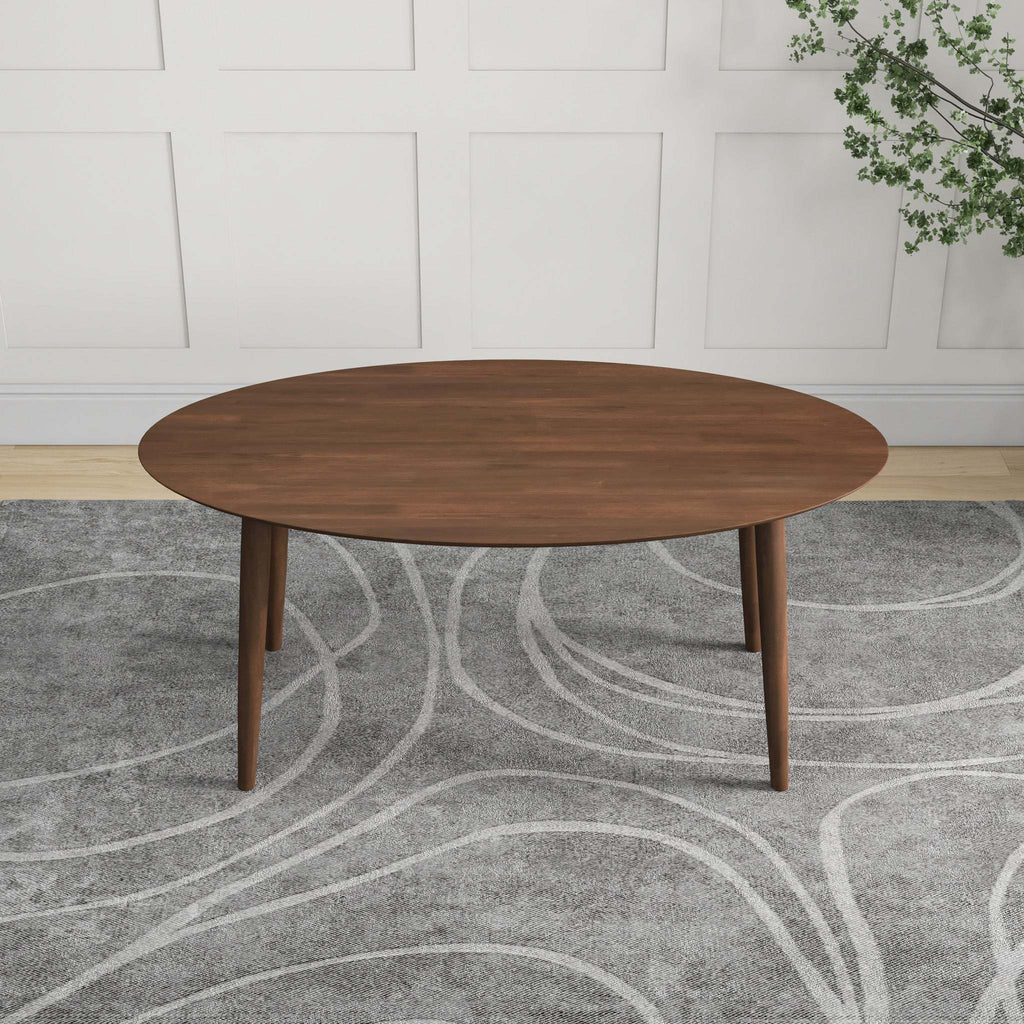 Ada Mid Century Modern Solid Wood Walnut Oval Dining Table for Dining Room or Kitchen 29.5'H x 35.4'D x 66.9'W Kitchen Dining Room Dinner Pedestal Table,Space Saving Wood Kitchen & Dining Room