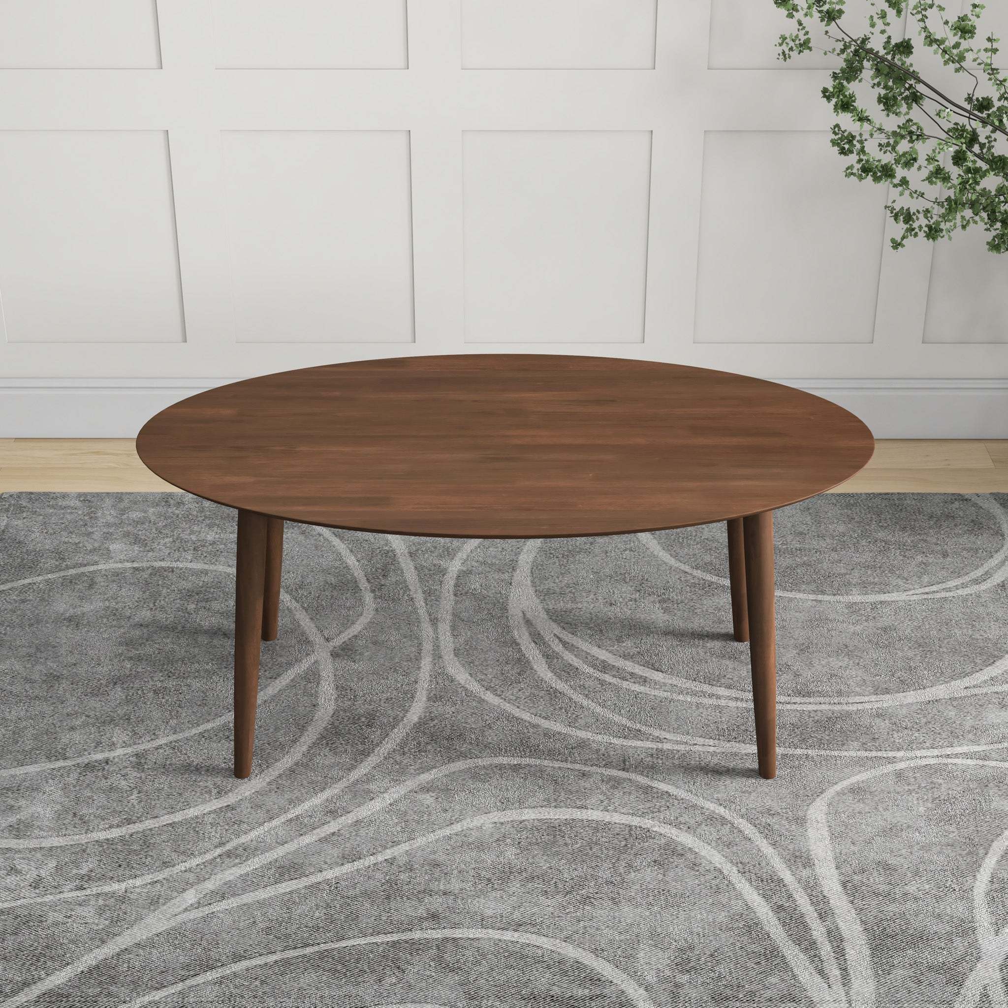 Ada Mid Century Modern Solid Wood Walnut Oval Dining Table for Dining Room or Kitchen 29.5'H x 35.4'D x 66.9'W Kitchen Dining Room Dinner Pedestal Table,Space Saving Wood Kitchen & Dining Room