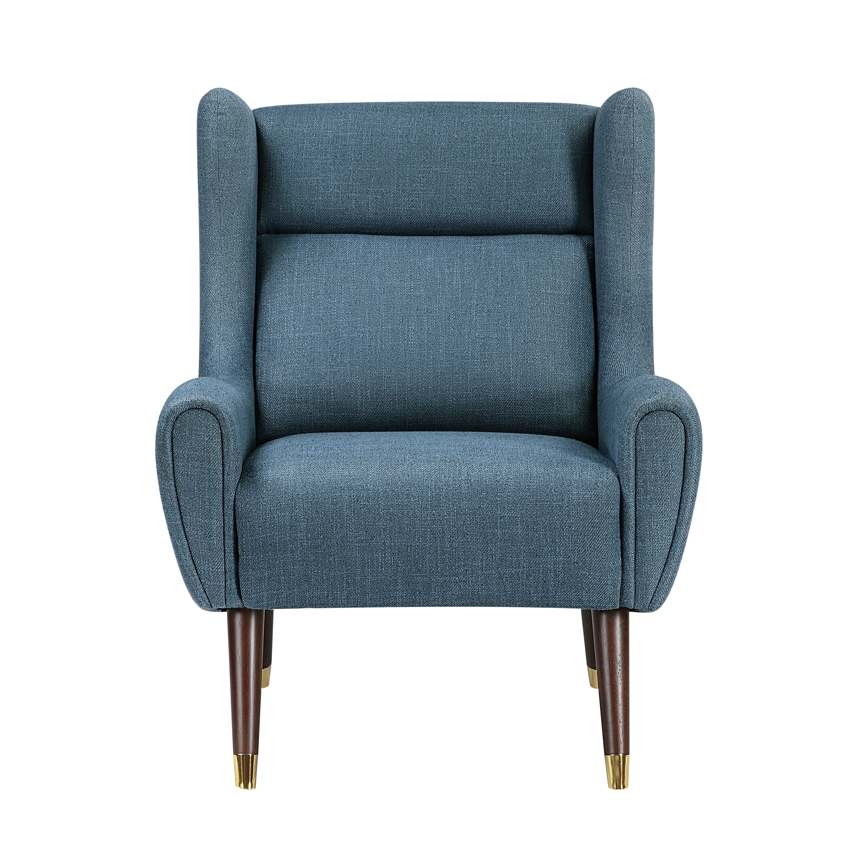 Modern Wingback Upholstered Blue Accent Chair 1pc Solid Wood Sleek Design Luxury Furniture