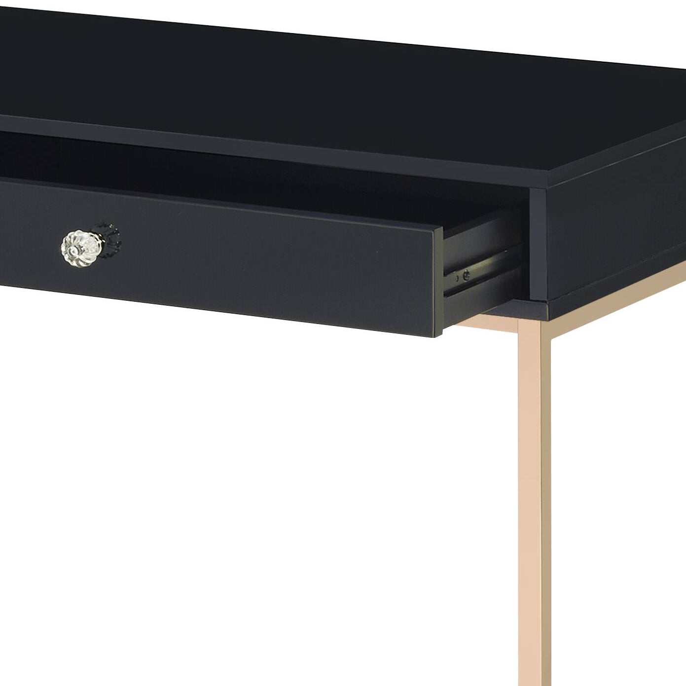 Ottey Black High Gloss & Gold Finish Writing Desk