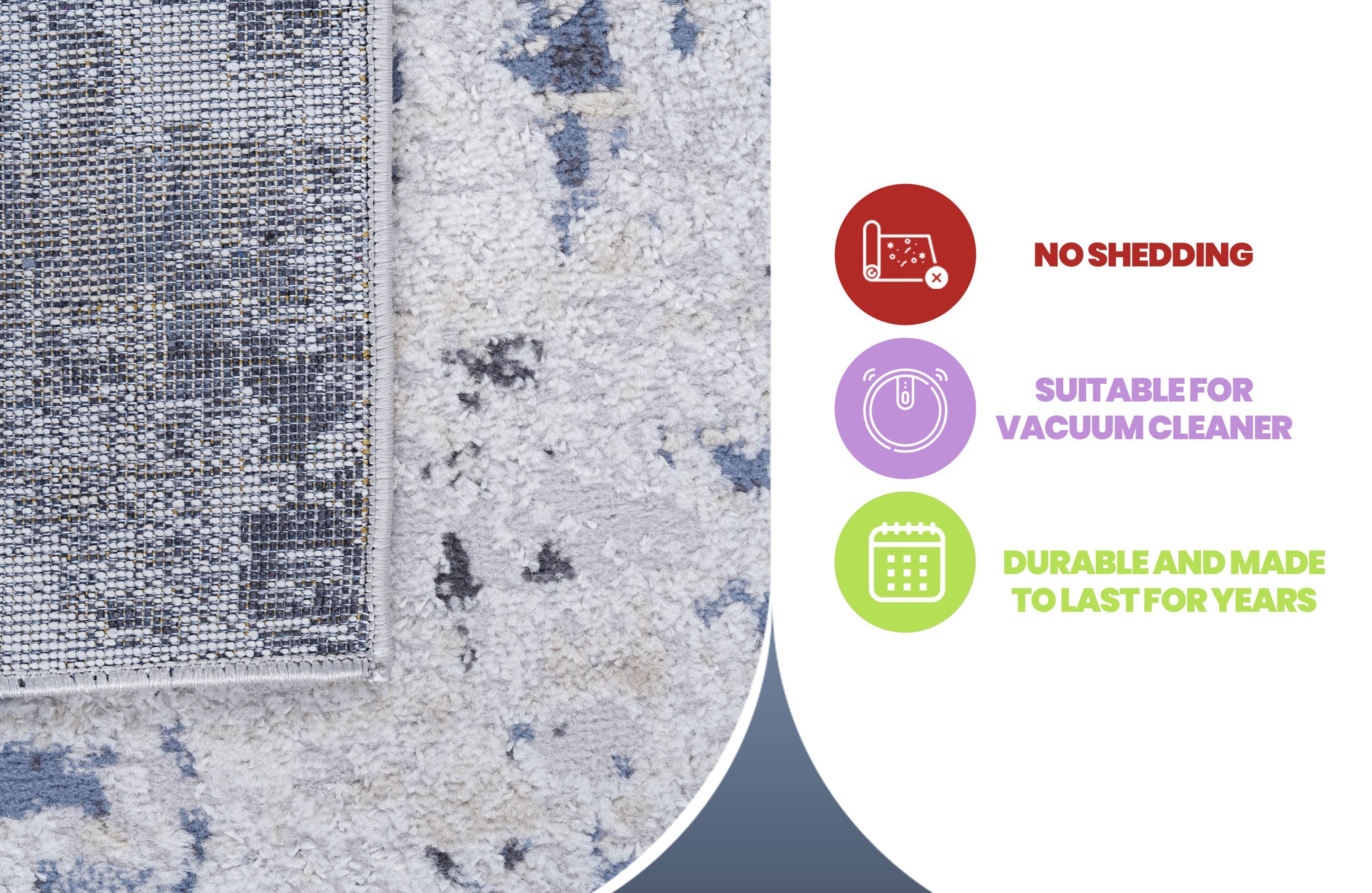 NAAR PAYAS Collection 2X3 Grey / Denim / Abstract Doormat Rug