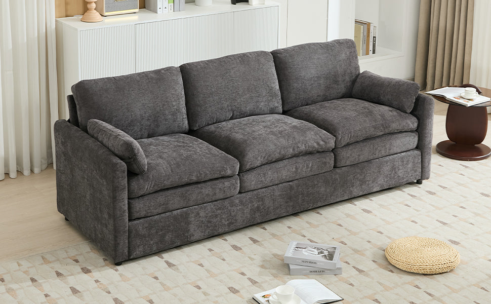 89'  Cozy Upholstered 3-seater Sofa Oversized Comfy Cloud Sofa Double Cushion 3-seater Sofa Plush Cushion Sofa Couch for Living Room, Grey