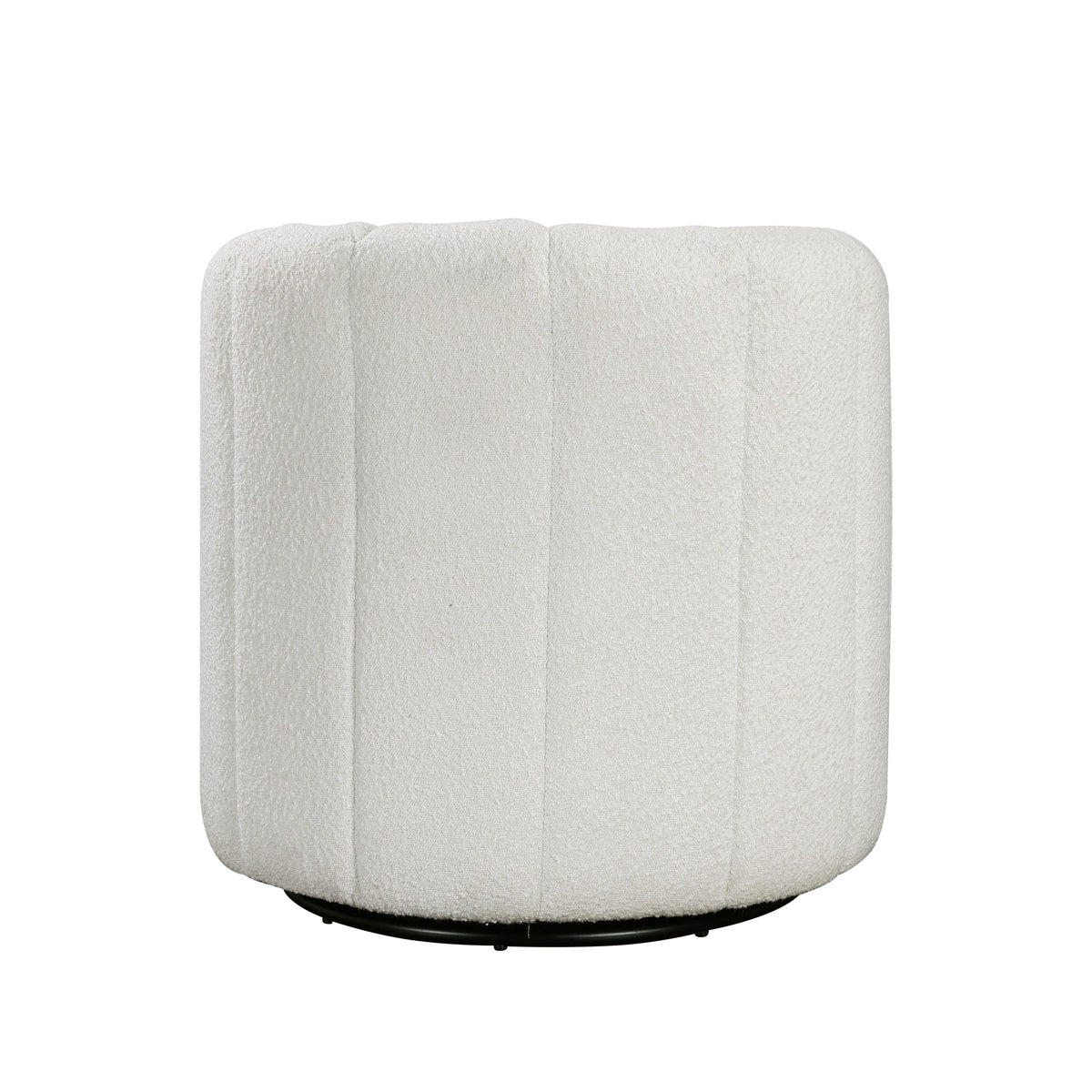 Modern Contemporary Swivel Chair with Ottoman White Boucle Fabric Upholstery Solid Wood Living Room Furniture