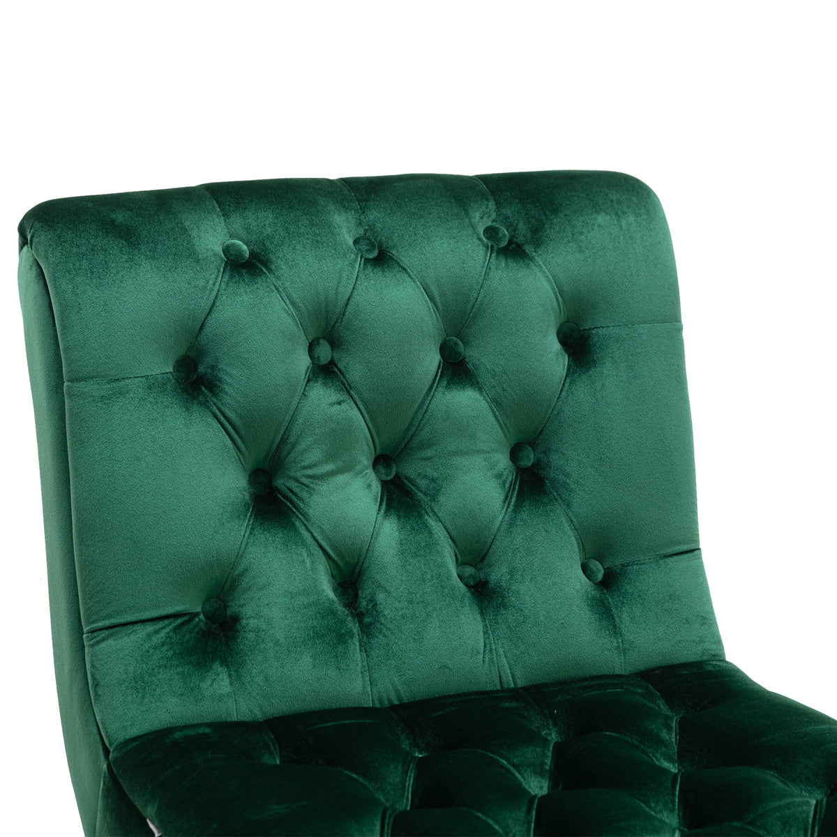 COOLMORE Modern Velvet Armless Accent Living Room Chair / Leisure Chair,Upholstered Fabric Button Comfortable Chair with Wooden Legs for Bedroom, Living Room, Office (Green Velvet)