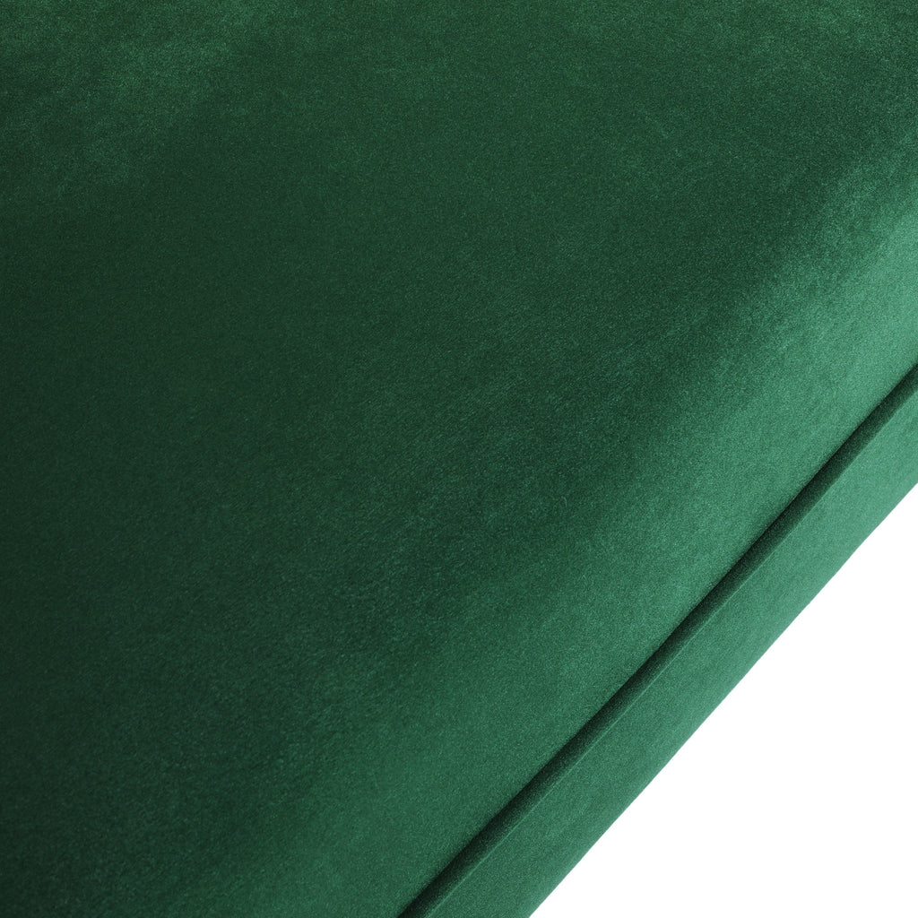 Miranda Velvet 3-Seater Sofa with Channel Stitching in Emerald Velvet and Birch Wood Legs