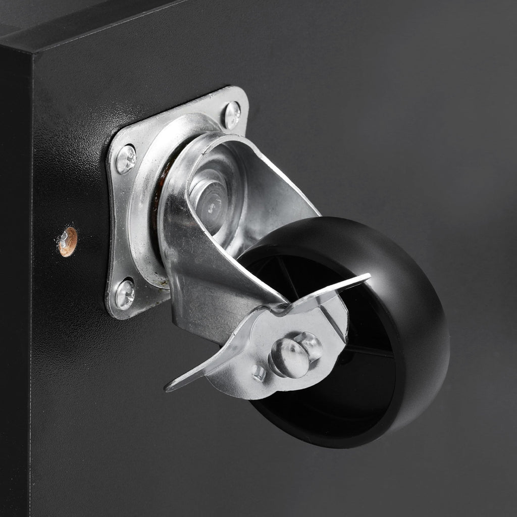 K&K 47.2' Farmhouse Kitchen Island with Drop Leaf, Kitchen Storage Island with Removable Side Racks, Two Drawers, Rolling Kitchen Cart on Wheels with Towel Rack, for Home, Kitchen, Dining Room, Black