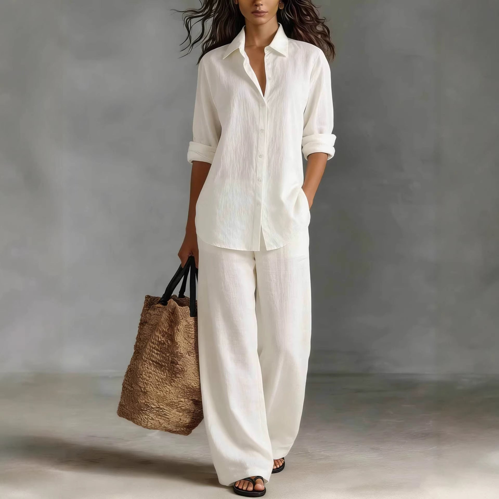 Women's Bohemian Cotton-Linen Top & Pants Set – Resort Lounge Co-ord