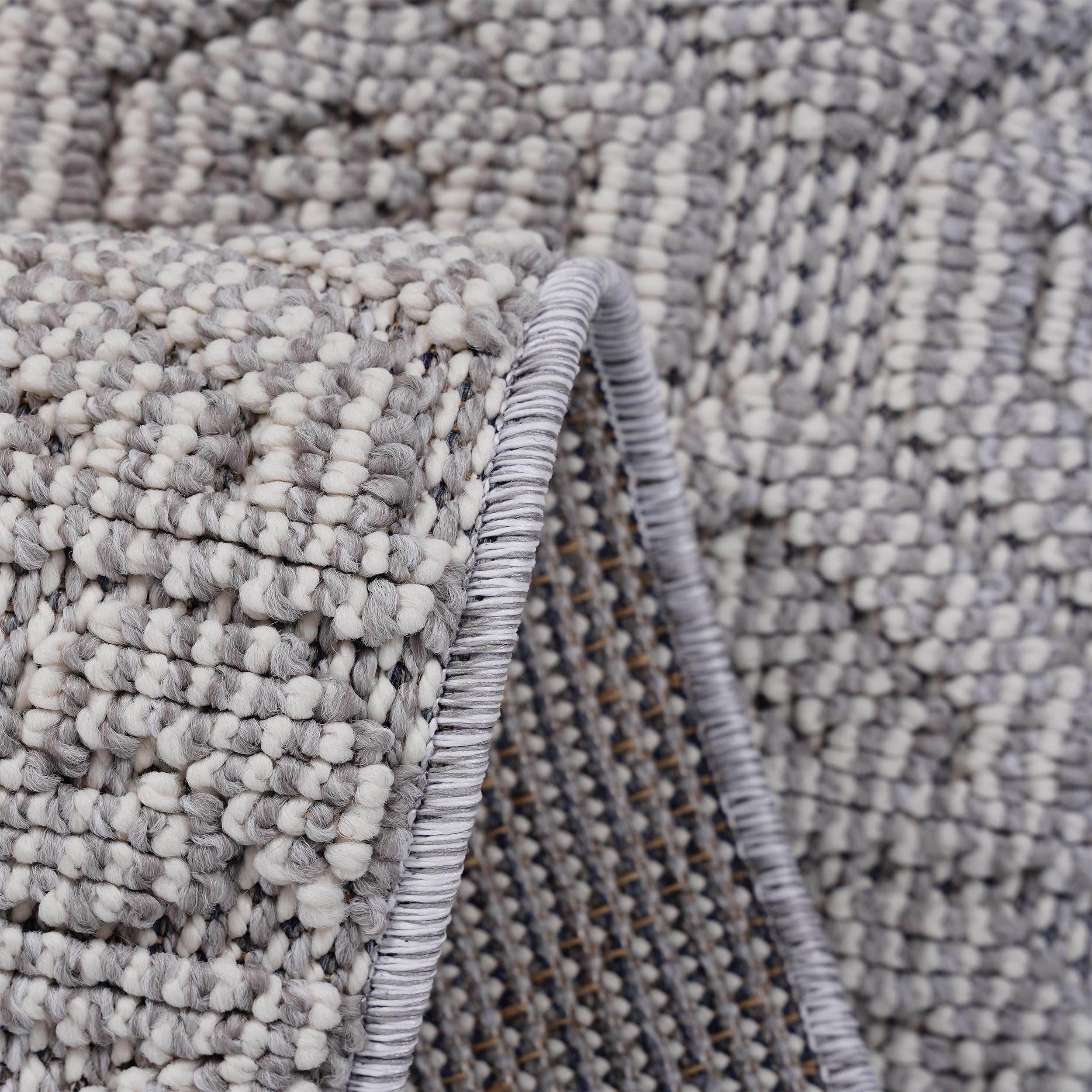 NAAR Guros Collection 8X10 White / Geometric Indoor / Outdoor Area Rug