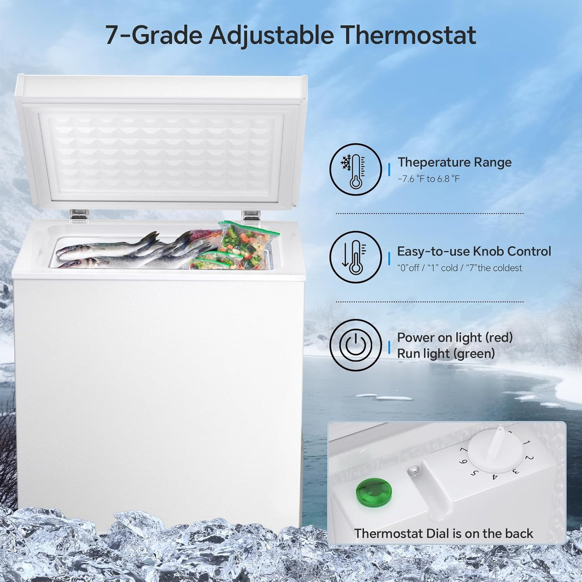 3.5 Cubic Feet Chest Freezer with 2 Removable Baskets D5897H
