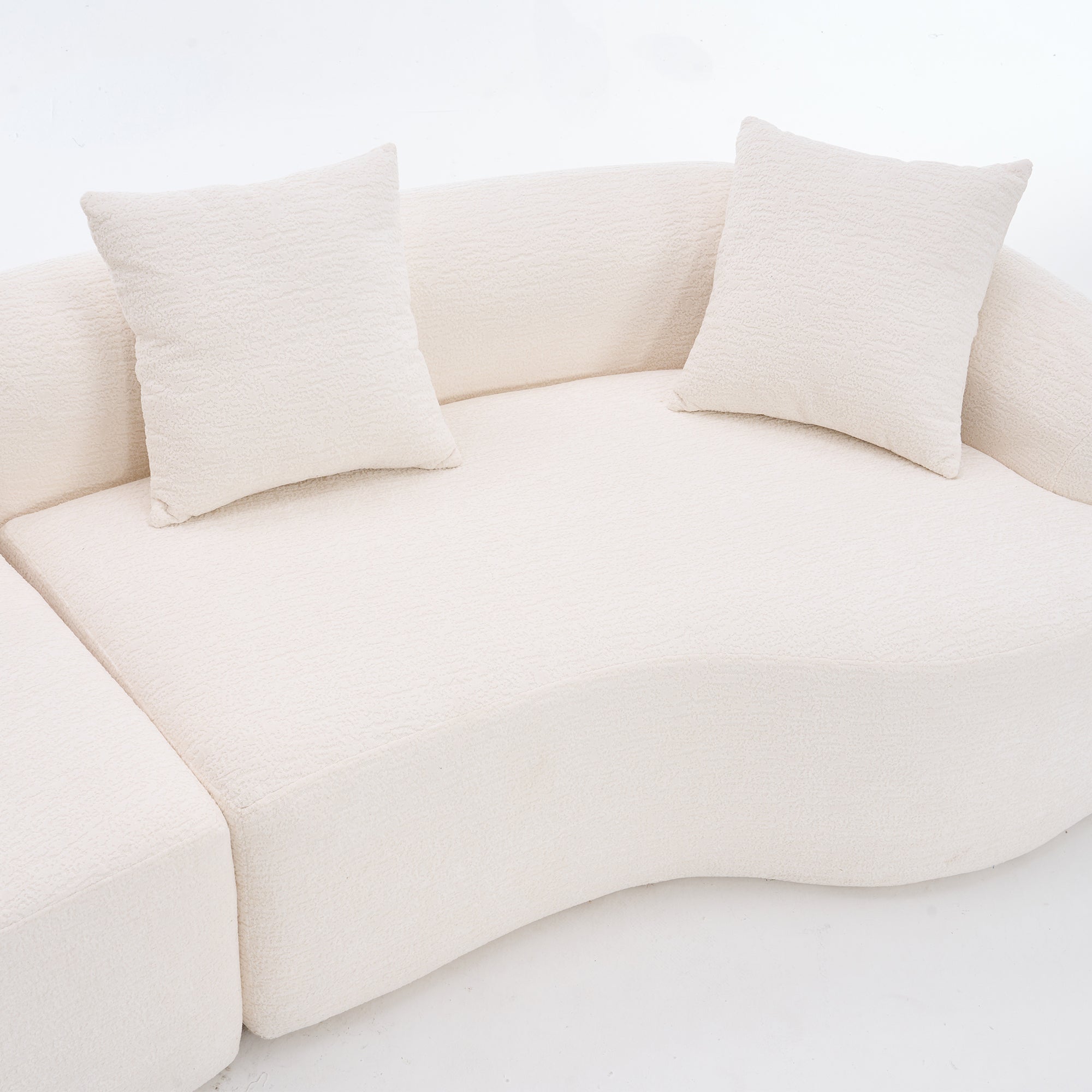LY-025 Full Compression Sponge Sofa Cloud White Curved Modular Sectional 30D High-Density Chenille Sleeper Couch 110'L