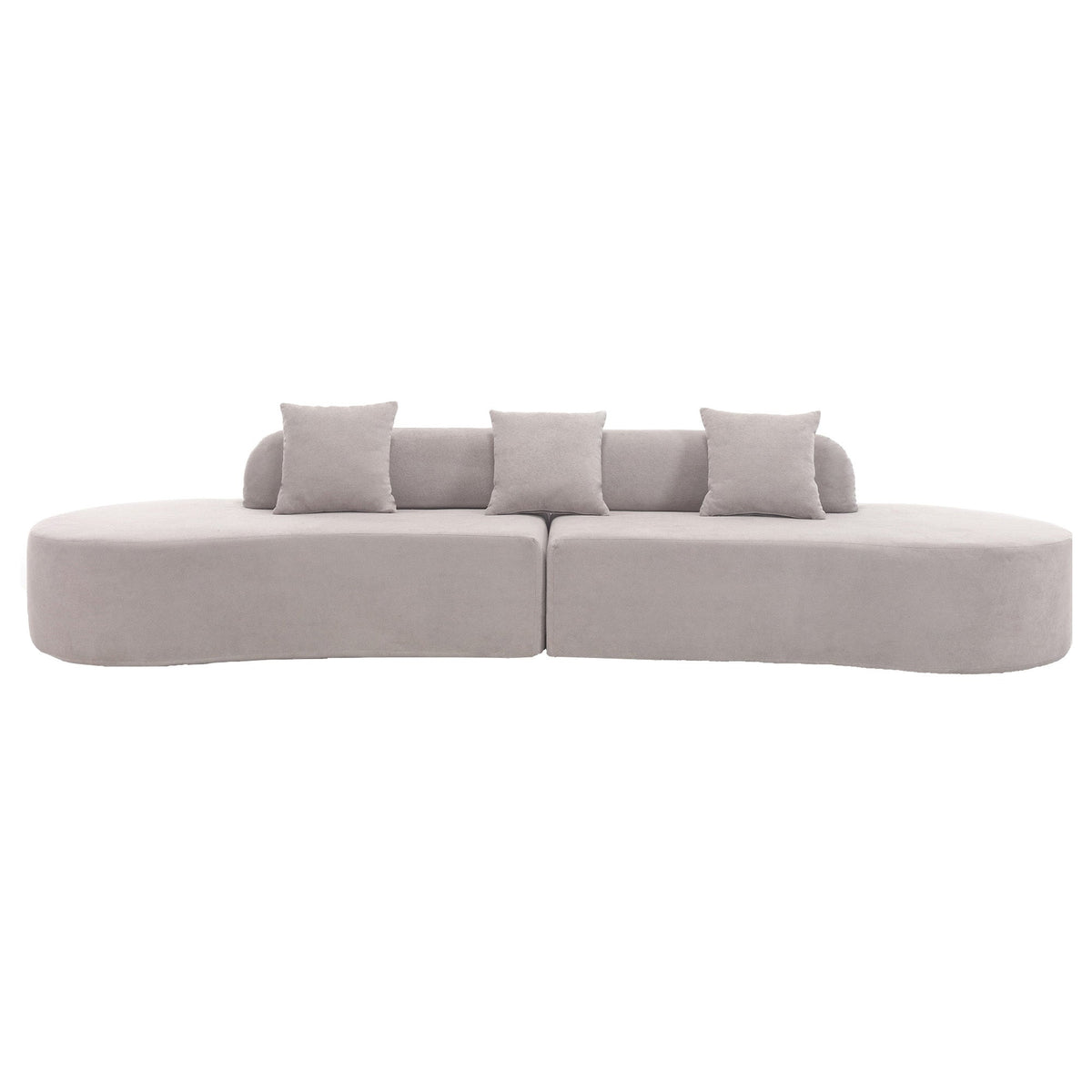 Modern curved combination sofa, terrycloth fabric sofa, minimalist sofa in living room, apartment, no assembly required, three  pillows,Gray