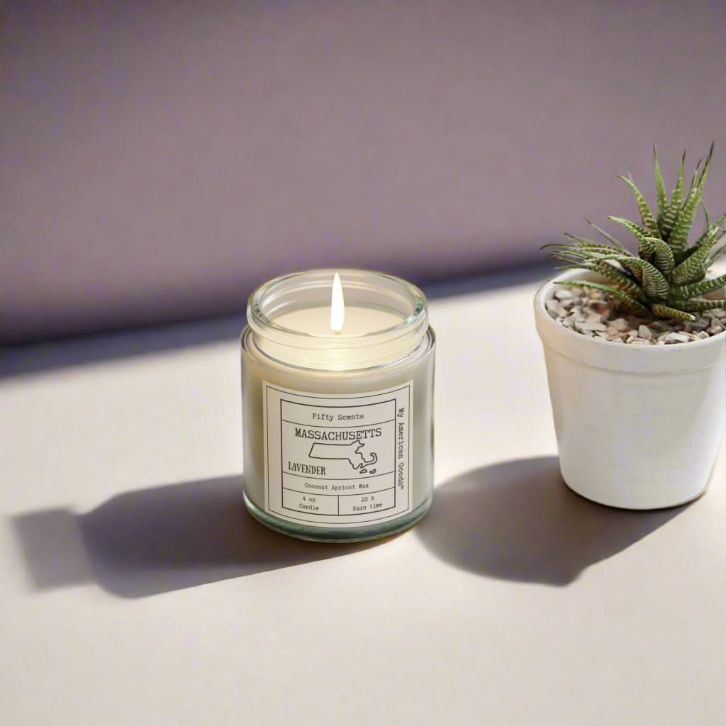 Massachusetts - Lavender Scented Candle - Coconut Apricot Wax