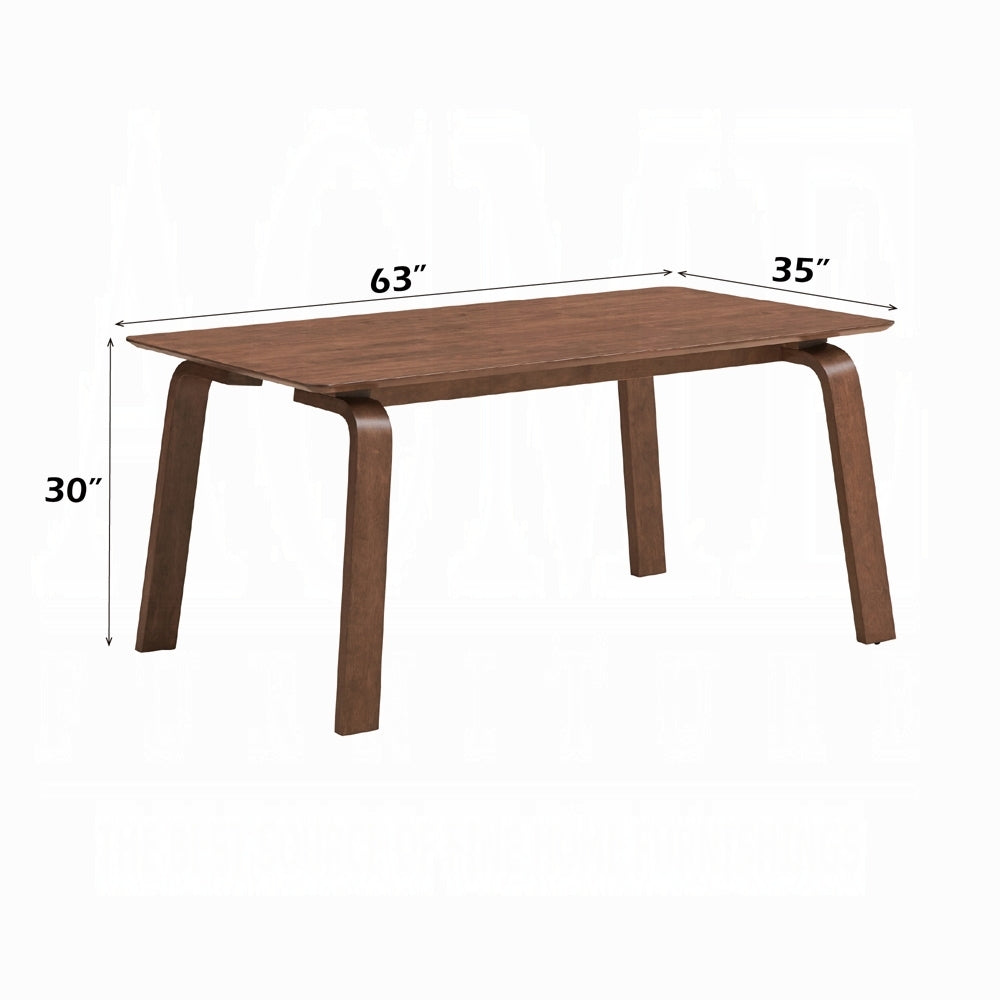 Contemporary Walnut Finish Dining Table 1pc Bent Legs Sleek Design Wooden Modern Dining Furniture