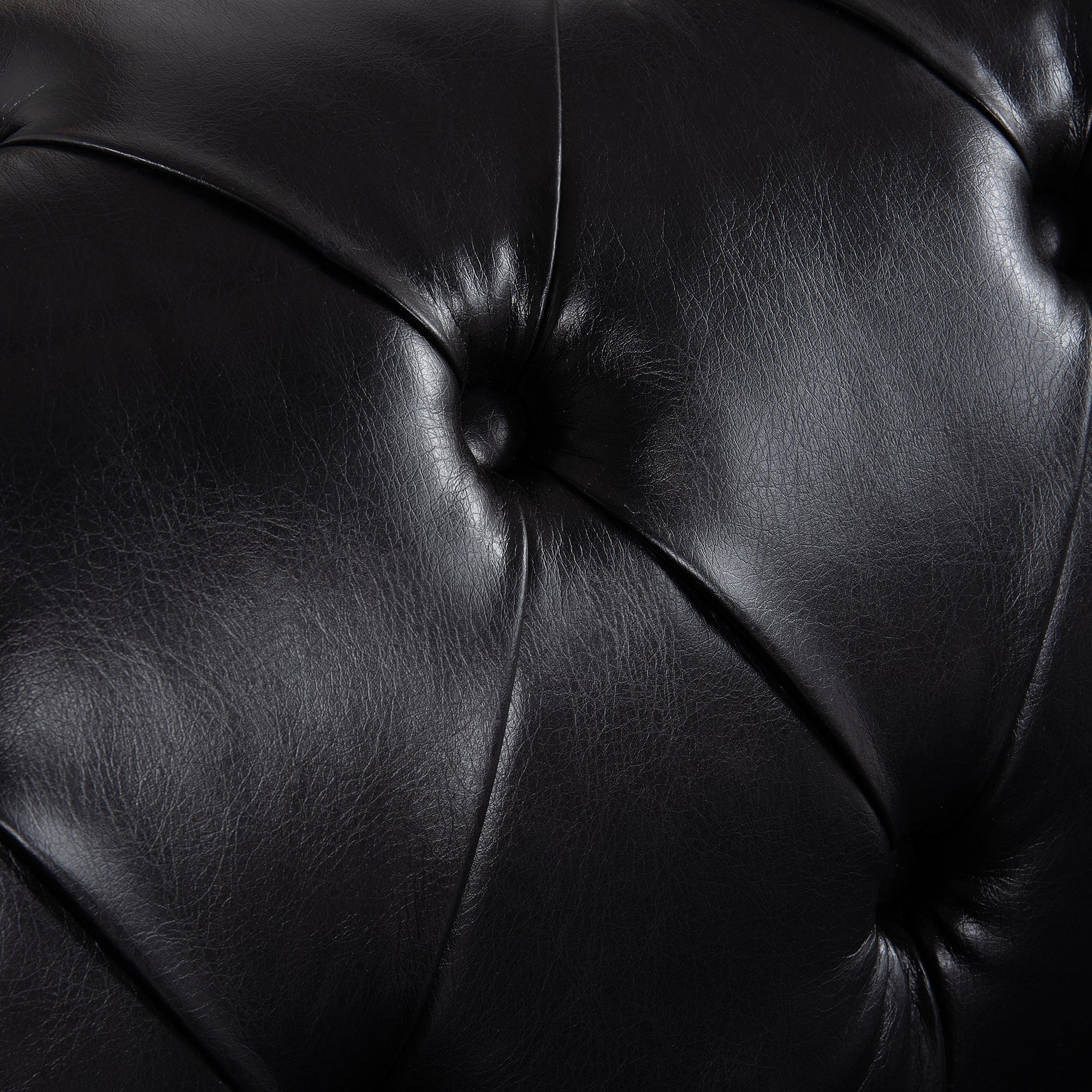 Traditional Square Arm Sofa with Removable Cushions in Black PU, 84.06 Inch Width