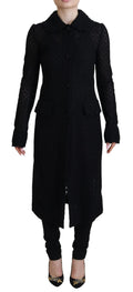 Dolce & Gabbana Black Button Down Long Blazer Cotton Jacket