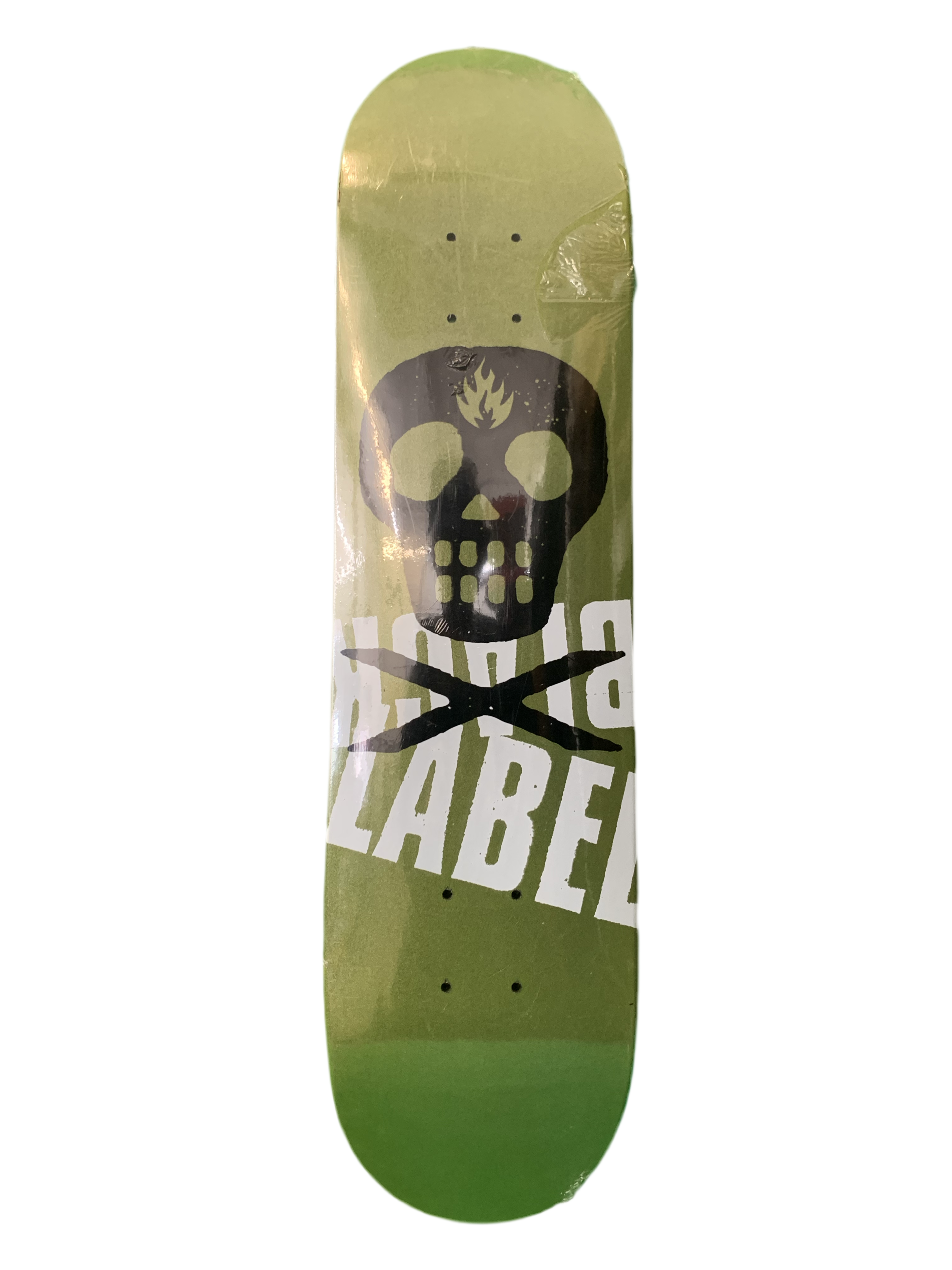 Black Label Flame Skull Logo Green 7.6" Classic Skateboard Deck