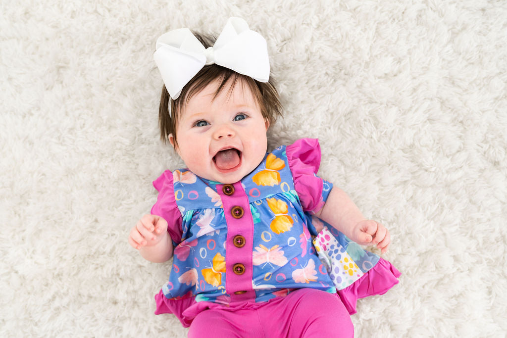 Korrie Butterflies Bamboo Short Sleeve Peplum + Legging Set