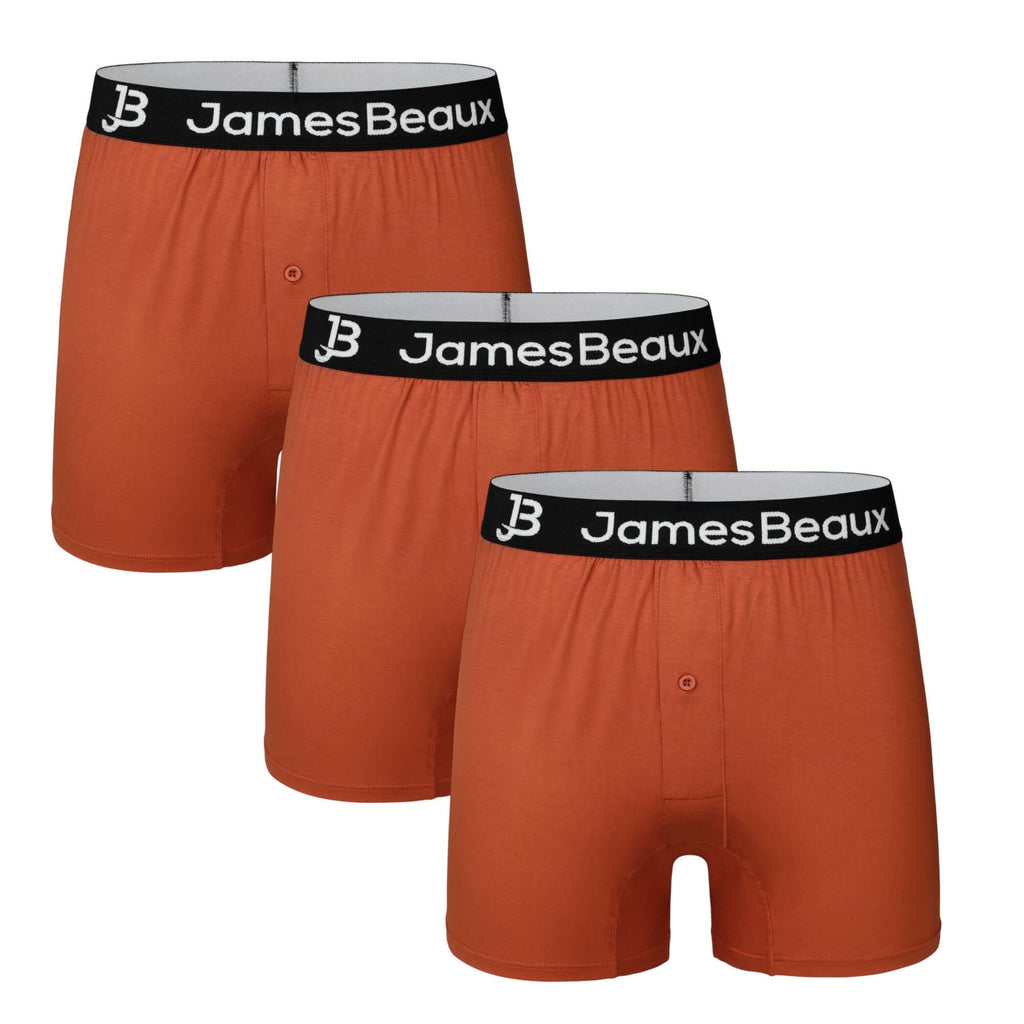 Men's Orange Bamboo Anti-Chafing & Breathable Boxer Shorts (3-Pack)