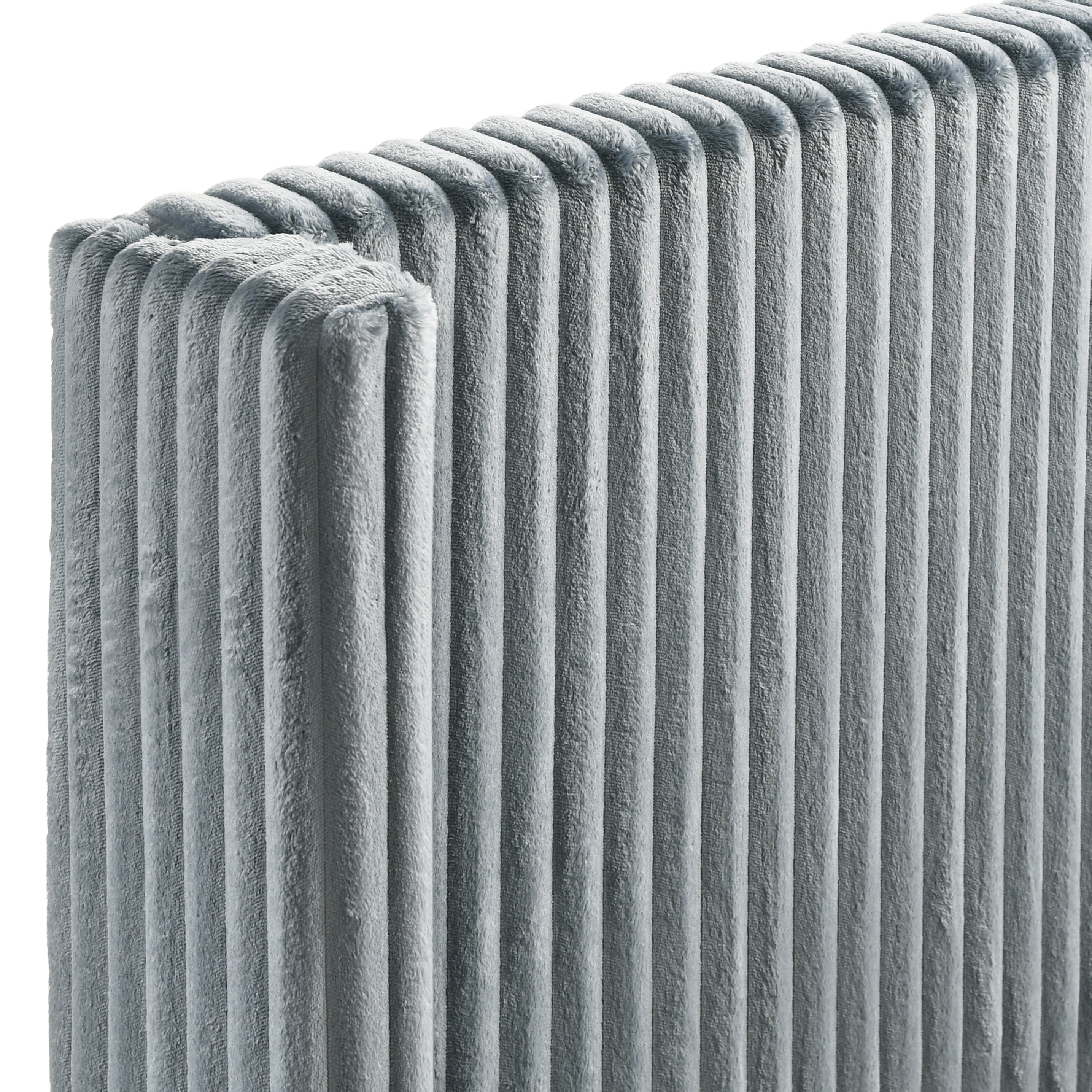 Mavela Wide Wale Corduroy Upholstery Panel King Bed with 2 Nightstands and Bench, Blue