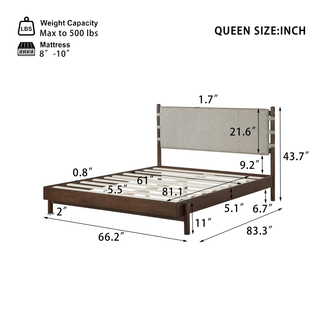 Modern Queen Bed Frame Set with 2 Nightstands, Light Gray Wood Platform Bed with Headboard and Matching Bedside Tables for Bedroom