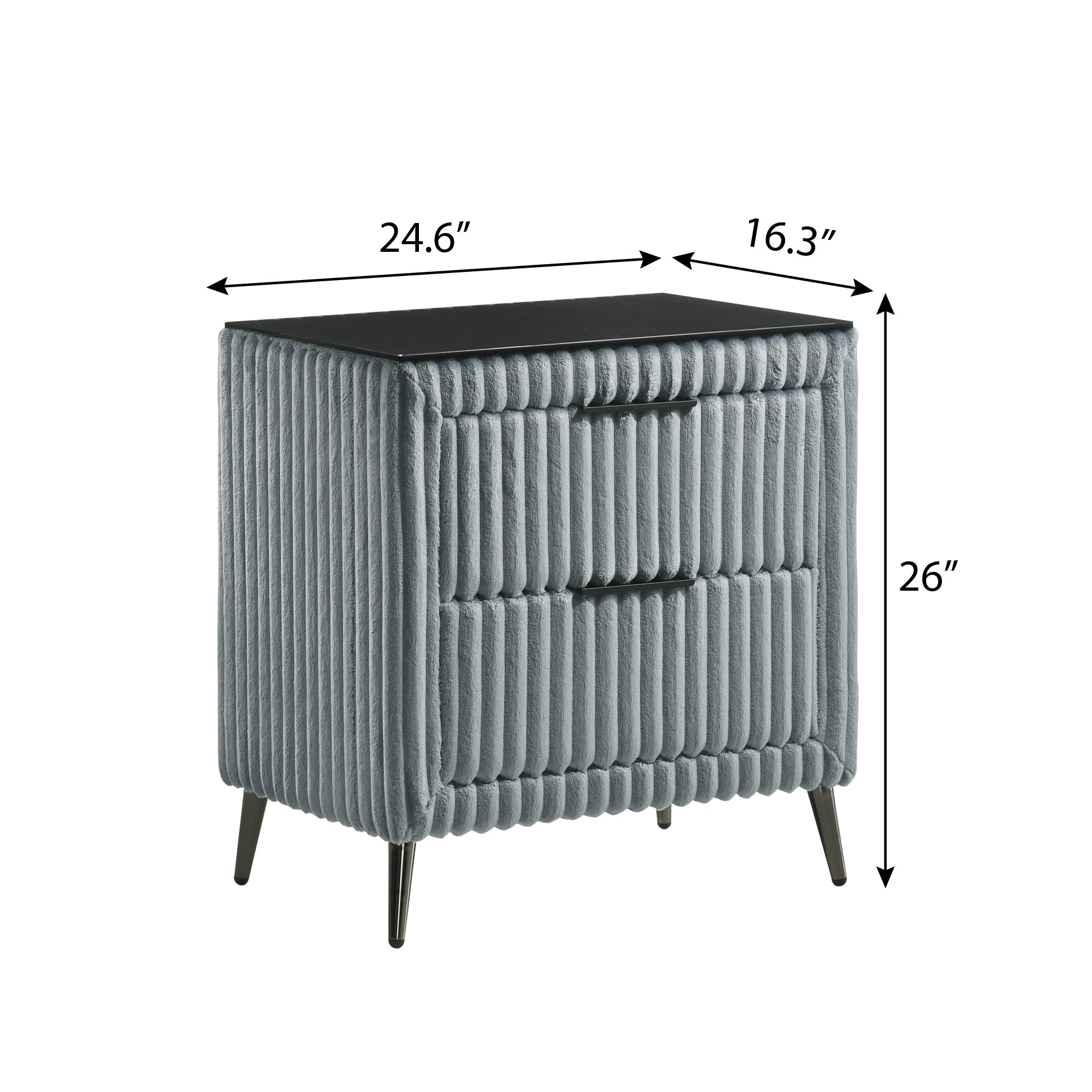 Mavela Wide Wale Corduroy Upholstery Panel King Bed with 2 Nightstands and Bench, Blue