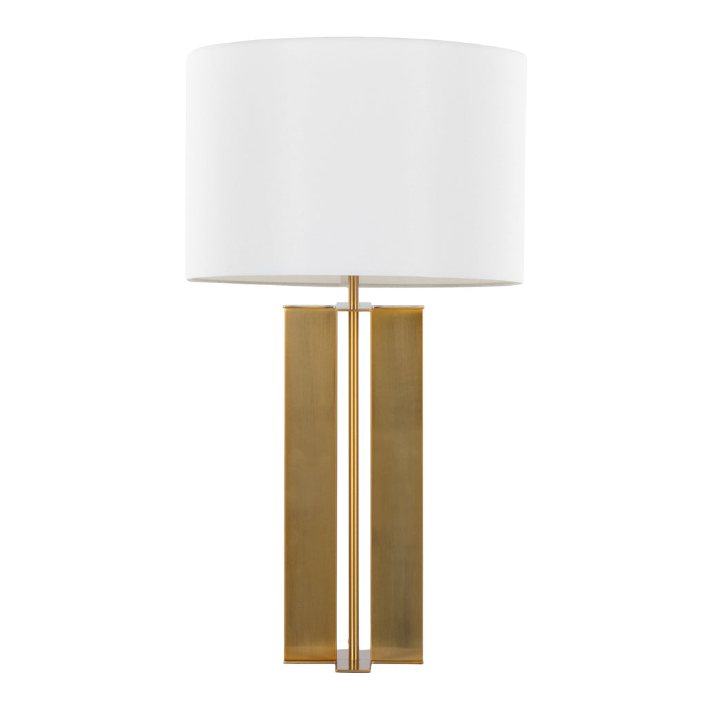 Cosmo 28' Glam Metal Table Lamp in Antique Brass and White Linen by LumiSource