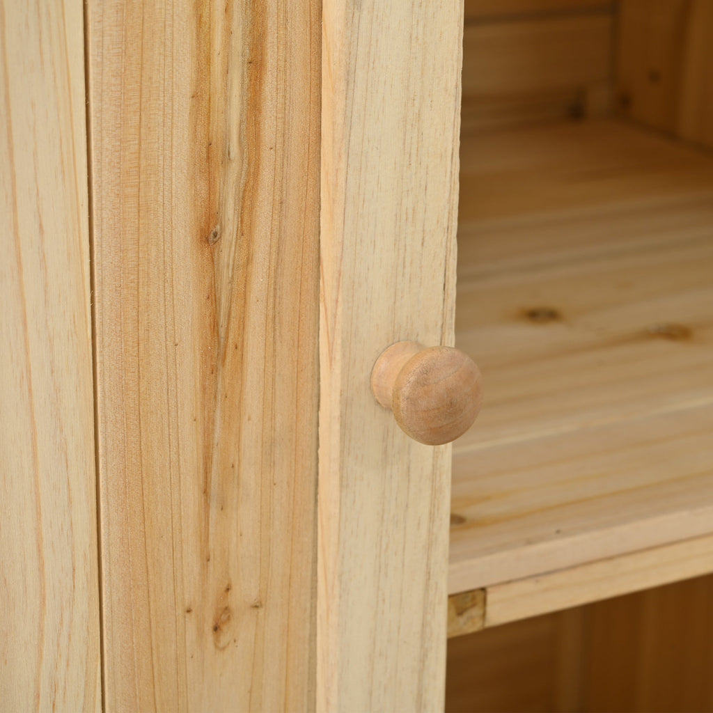 Outdoor Kitchen Island Fir Wood Kitchen Island with Stainless Steel Top, Ample Storage Space, Towel and Spice Racks, Bottle Opener, Natural