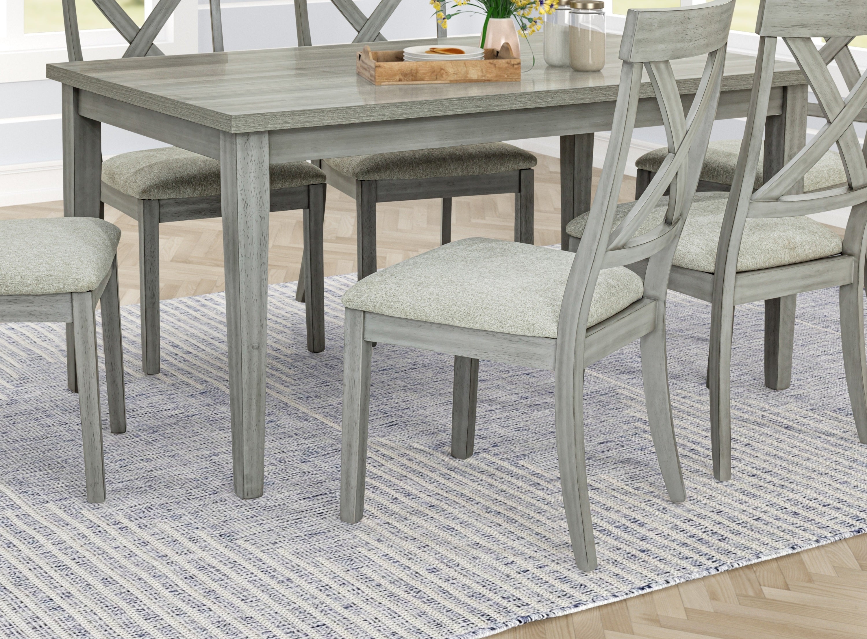 1pc Gray Color Rectangular Shape Table Dining Room Wooden Furniture