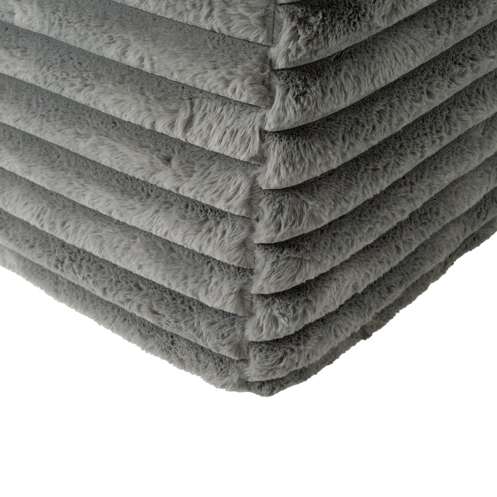 Cloud Sectional Sofa Upholstered Couch with Free-combined Design in Dark Gray Faux Rabbit Fur, 110'