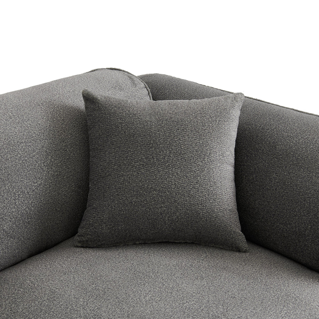 U_Style Luxury living room double-needle cut velvet sofa, 4-seater with pure sponge seat cushions and a detachable footstool, includes 3 throw pillows. Ideal for living rooms, apartments, and more.